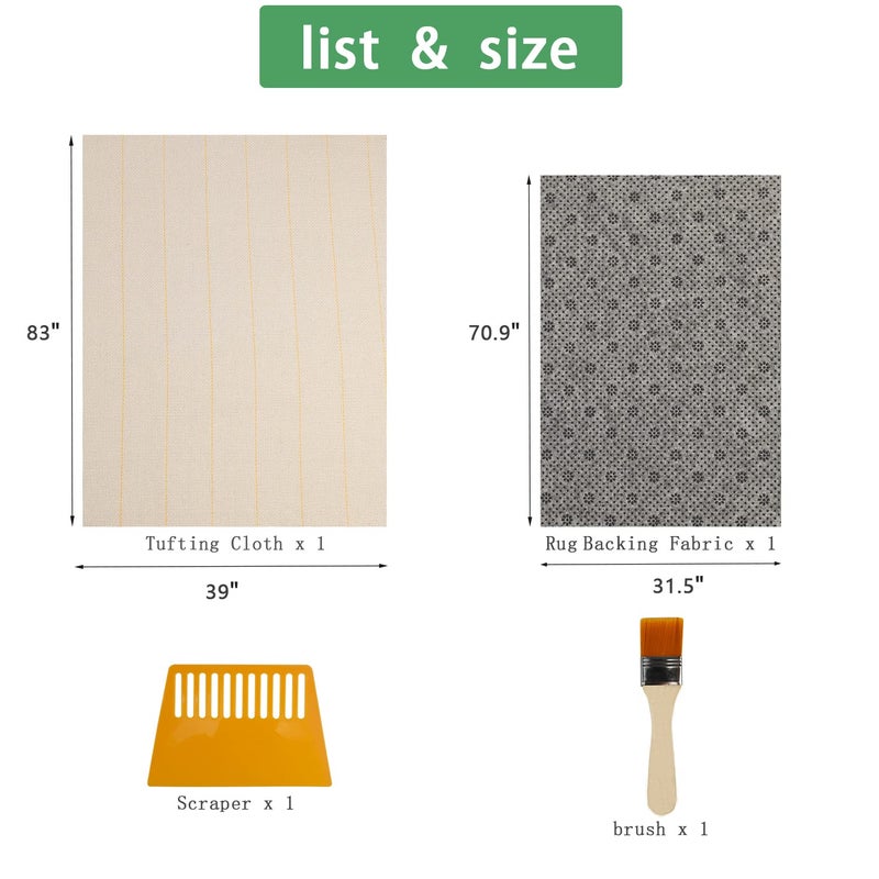 Yoquare 83""x39"" Primary Tufting Cloth with Marked Lines  70.9""x31.5"" Tufting Rug Backing Fabric  Large Monk Cloth Kit Rug Tufting Supplies Rug Making Supplies - Image 2